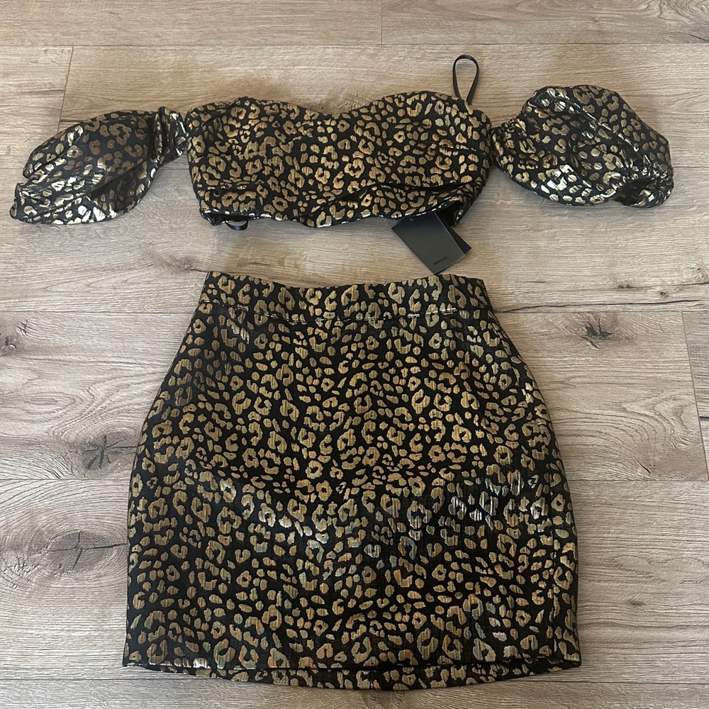 NBD X Revolve “Dodi” Leopard Print Two-Piece Skirt Set XXS